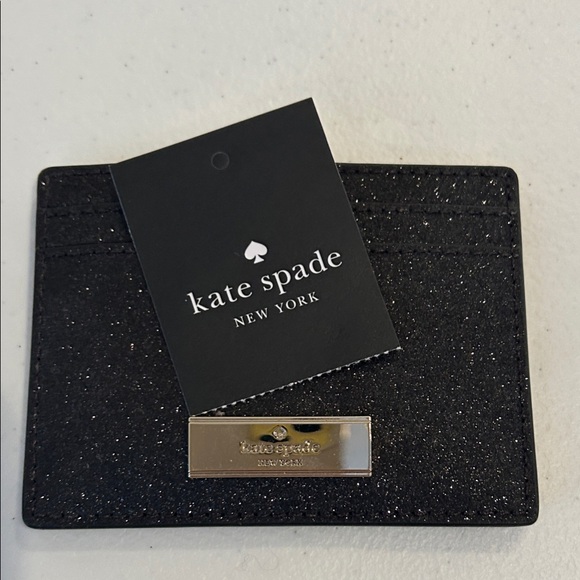 kate spade Handbags - NWT! Kate Spade “Kenzie” Black Sparkle Card Holder / wallet